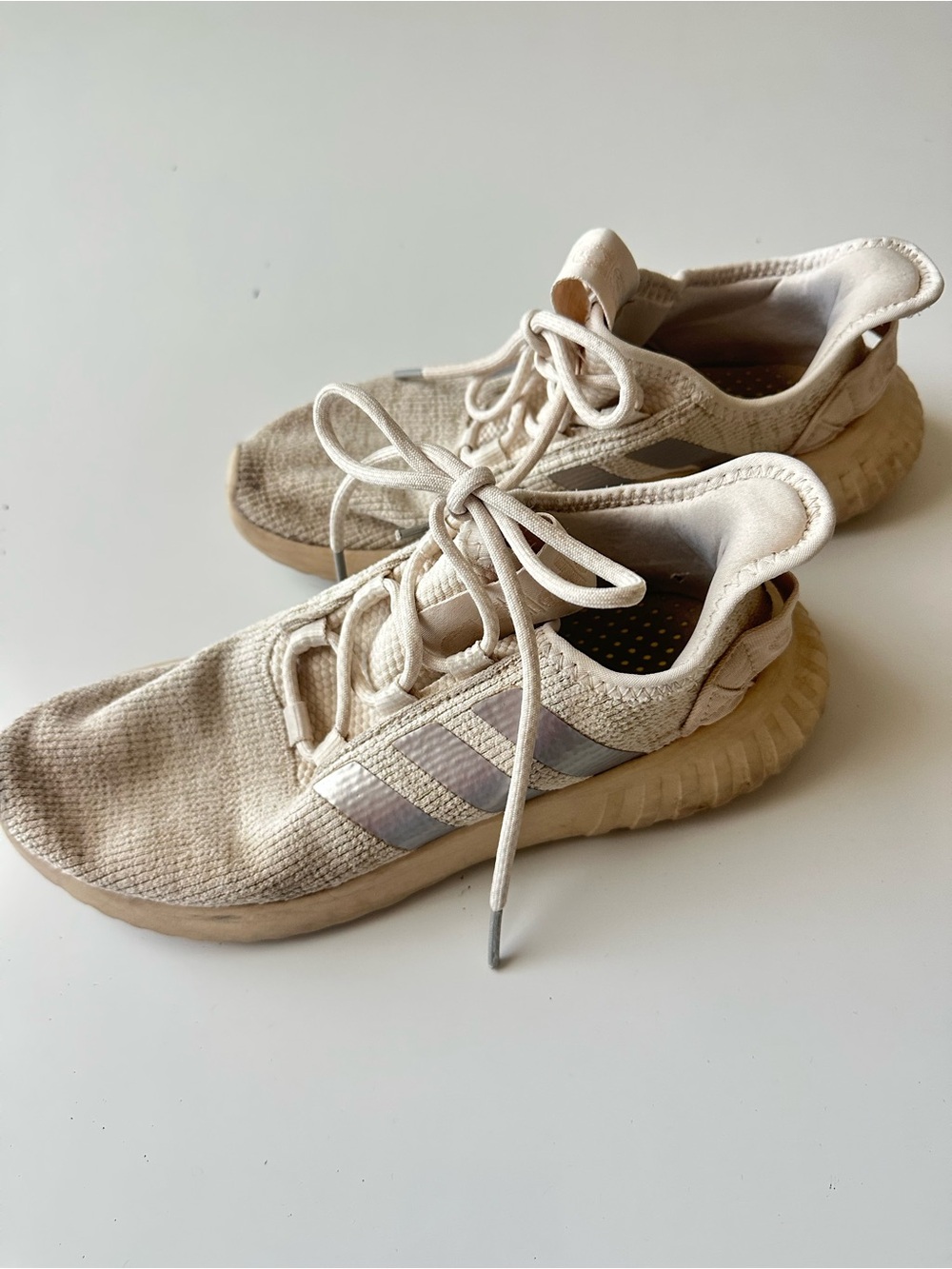 Adidas Neutral Beige Knit Running Shoes
